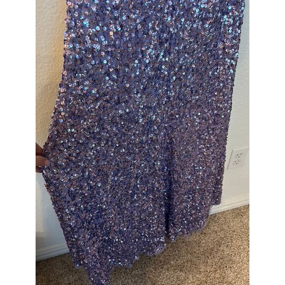 Sherri Hill 53447 Long Sleeve Sequin Prom/Pageant Dress- Lilac - Picture 6 of 10